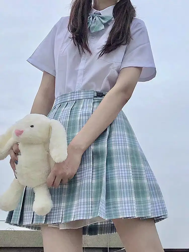 Japanese Plaid Skirt Set for Girls Spring Summer Embroidered - Image 6