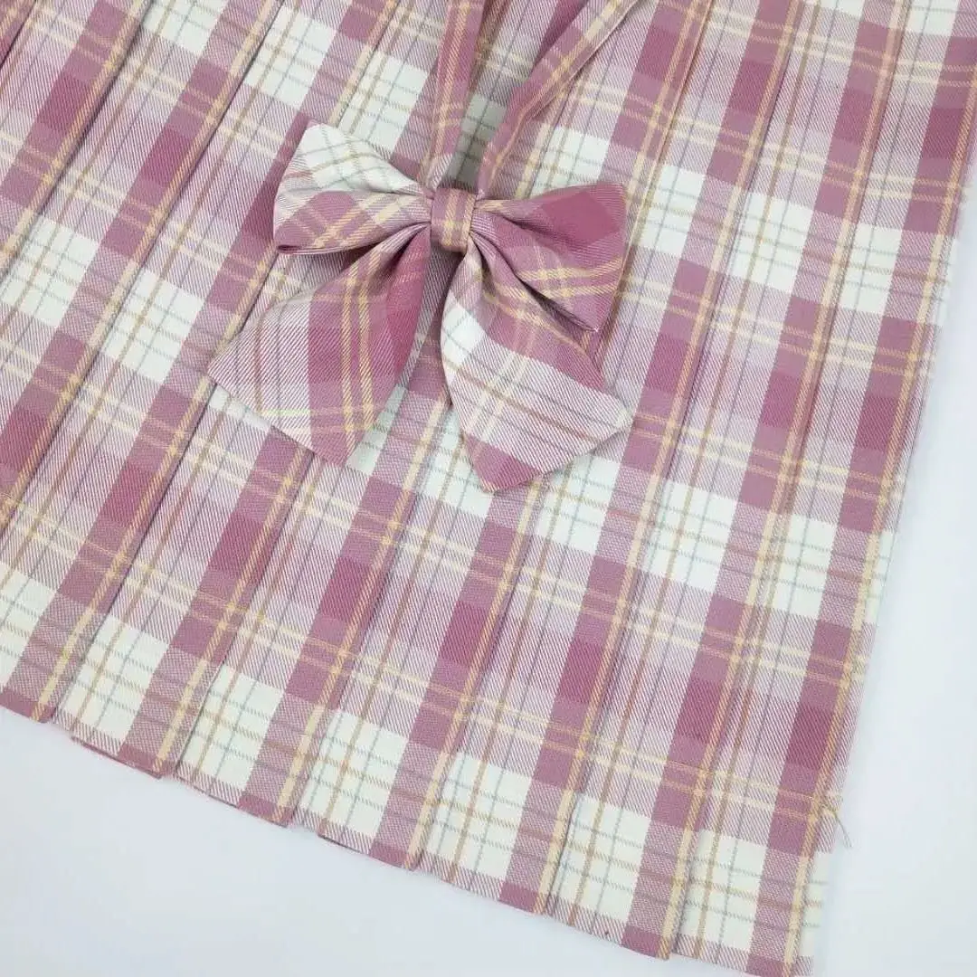 Japanese Plaid Skirt Set for Girls Spring Summer Embroidered - Image 8