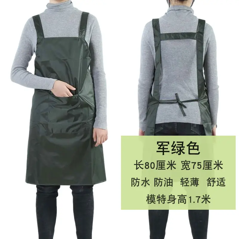 Waterproof Apron with Double Shoulder Straps Red - Image 2