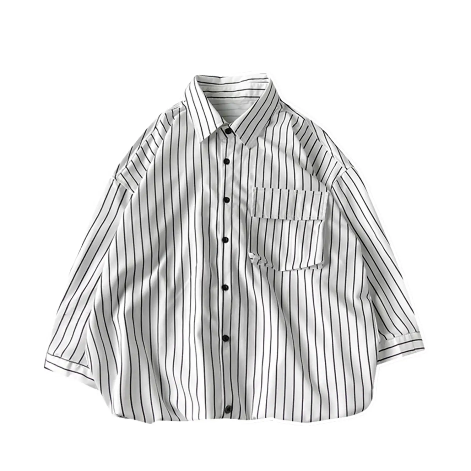 Men Striped Half Sleeve Shirt Large - Image 7