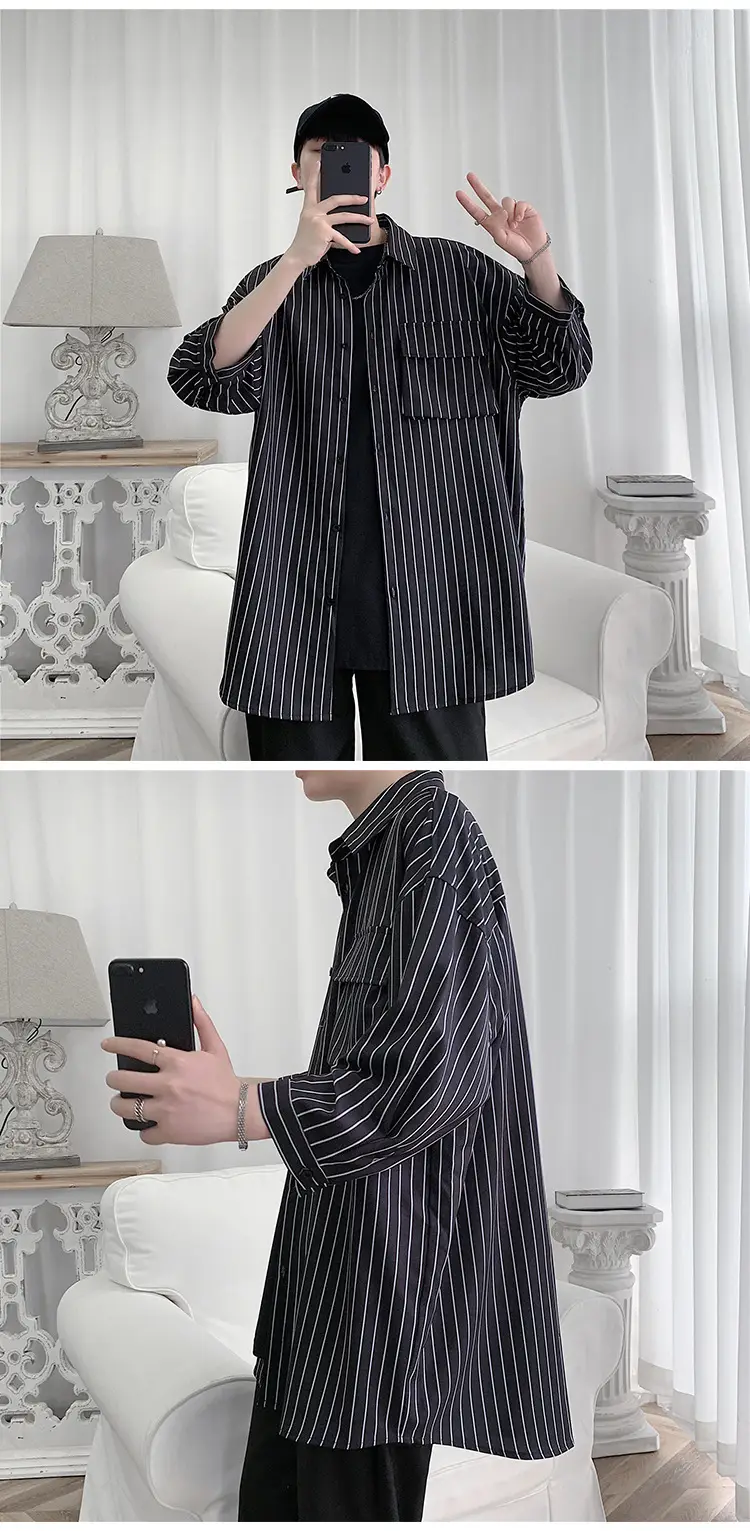 Men Striped Half Sleeve Shirt Large — feature 10