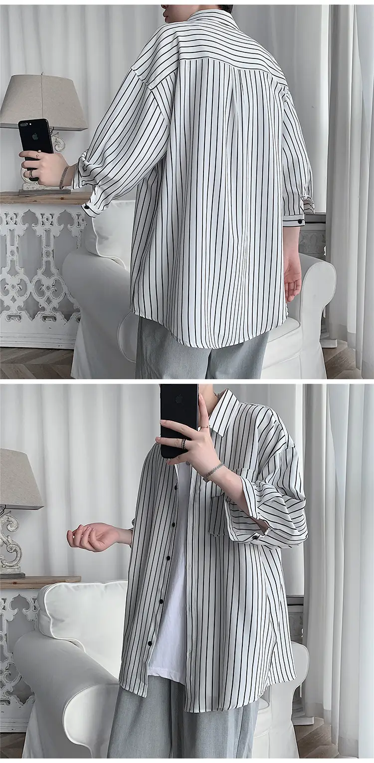 Men Striped Half Sleeve Shirt Large — feature 5