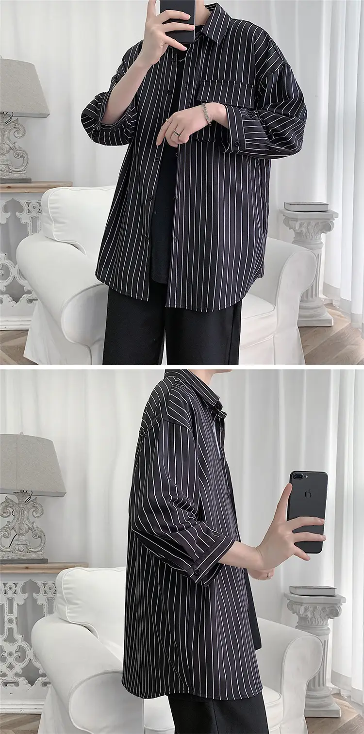 Men Striped Half Sleeve Shirt Large — feature 9