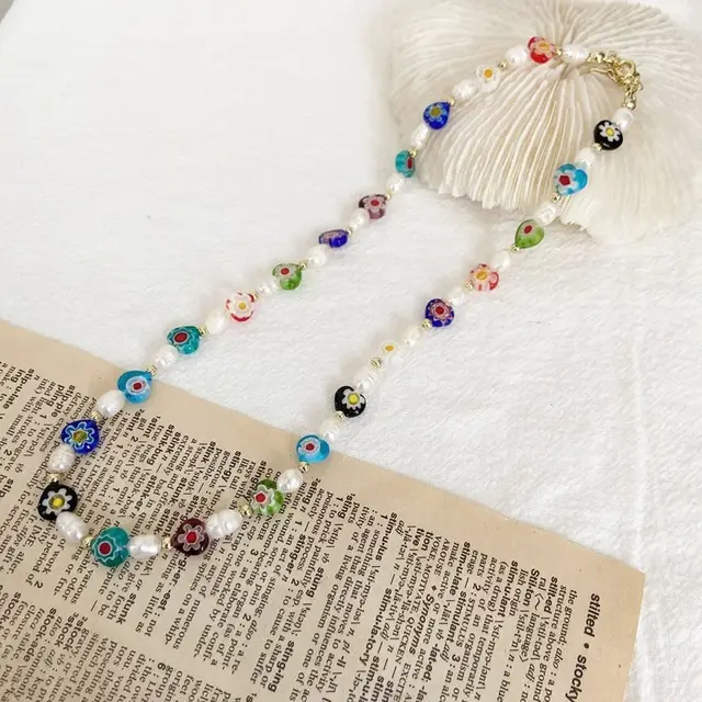 Korean Dongdaemun Rainbow Beaded Necklace Bracelet Ring Set - Image 4