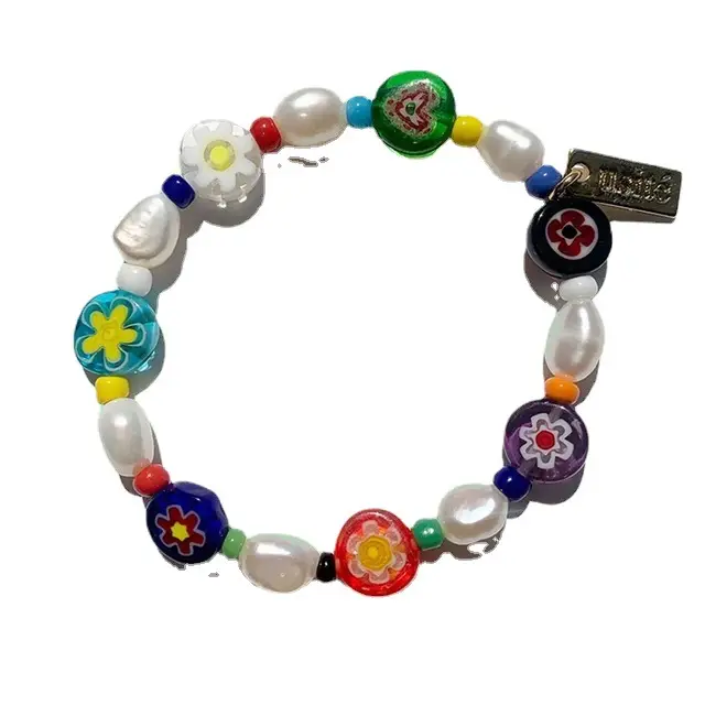 Korean Dongdaemun Rainbow Beaded Necklace Bracelet Ring Set - Image 7