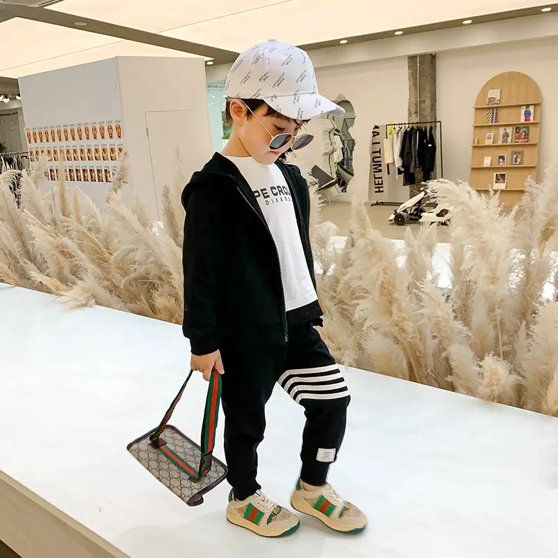 Boys Spring Outfit Set Grey Striped Toddler Clothing - Image 6