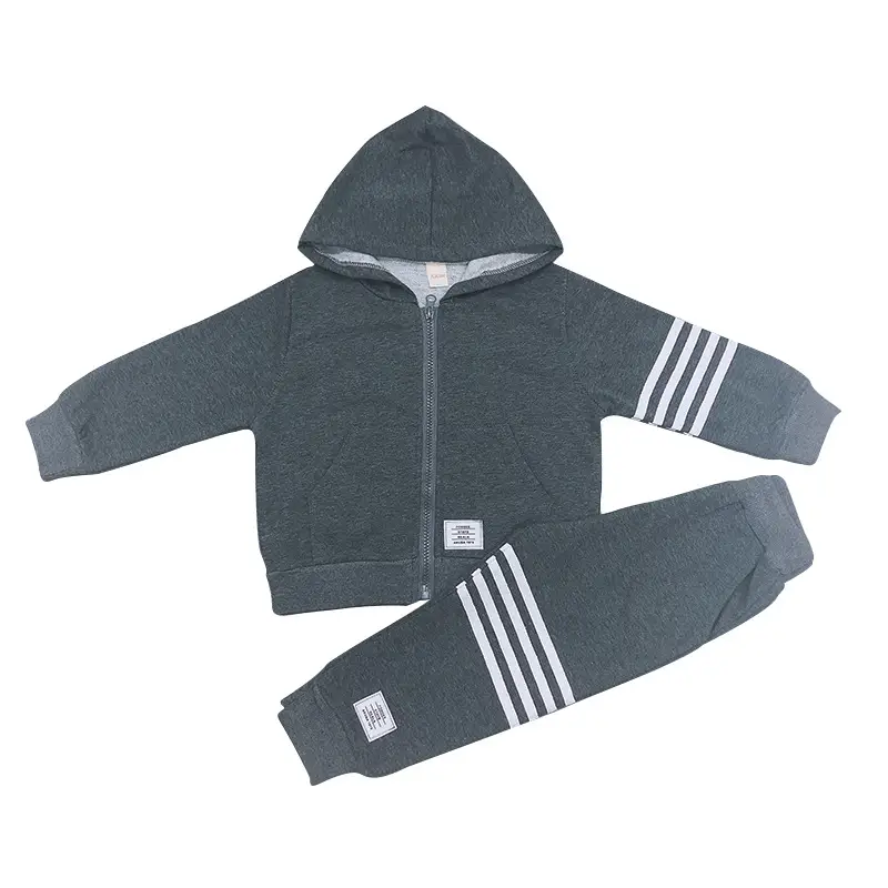Boys Spring Outfit Set Grey Striped Toddler Clothing - Image 7