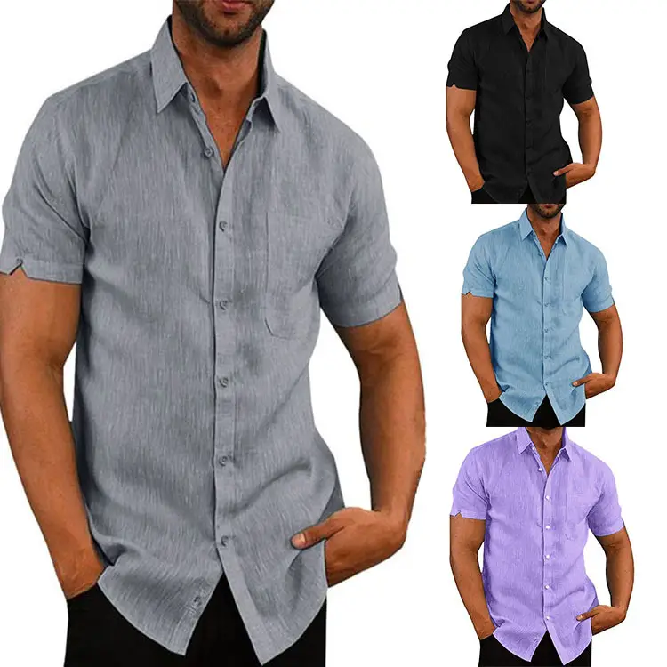 Men's 2025 Button Short-Sleeve Shirt Green - Image 8