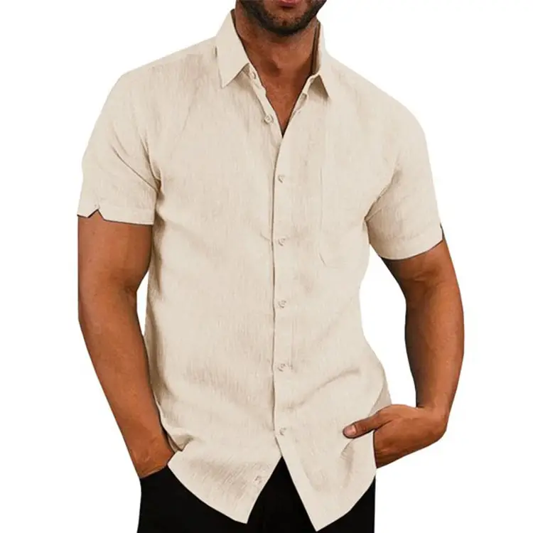Men's 2025 Button Short-Sleeve Shirt Green - Image 9