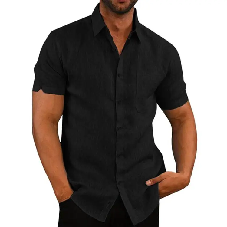 Men's 2025 Button Short-Sleeve Shirt Green - Image 2