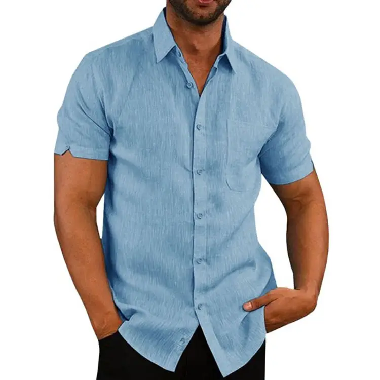 Men's 2025 Button Short-Sleeve Shirt Green - Image 3