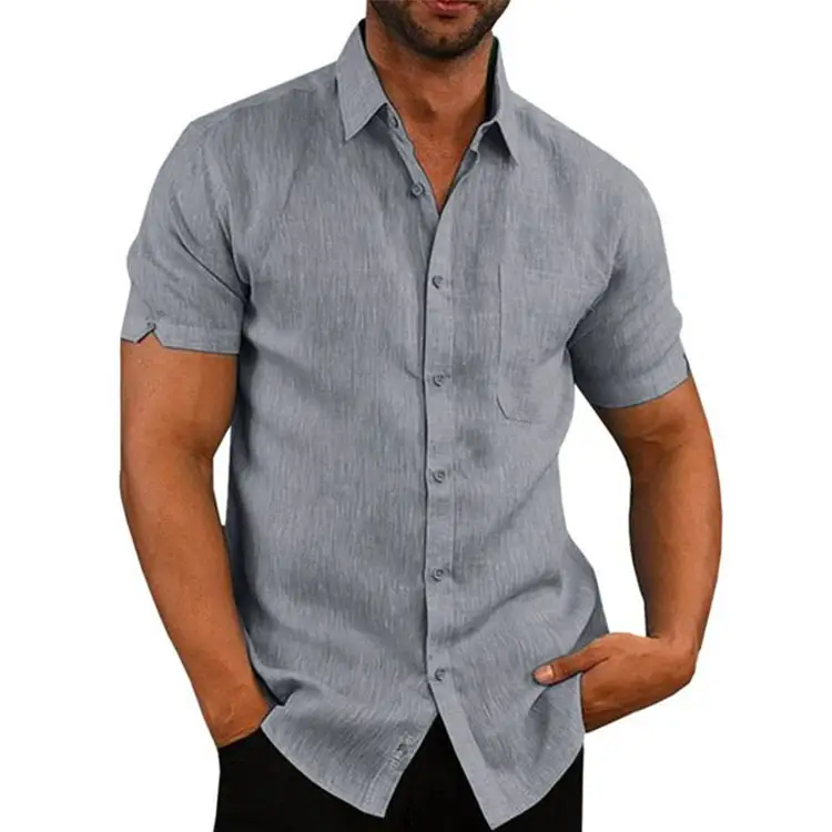 Men's 2025 Button Short-Sleeve Shirt Green - Image 5