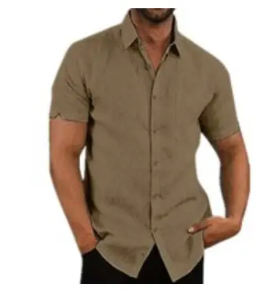 Men's 2025 Button Short-Sleeve Shirt Green - Image 6
