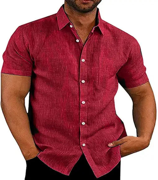 Men's 2025 Button Short-Sleeve Shirt Green - Image 7
