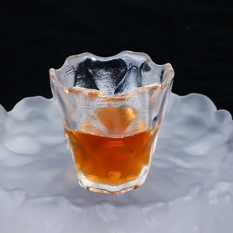 Japanese-style Tea Tasting Glass Cup Set Gold Tracing - Image 2