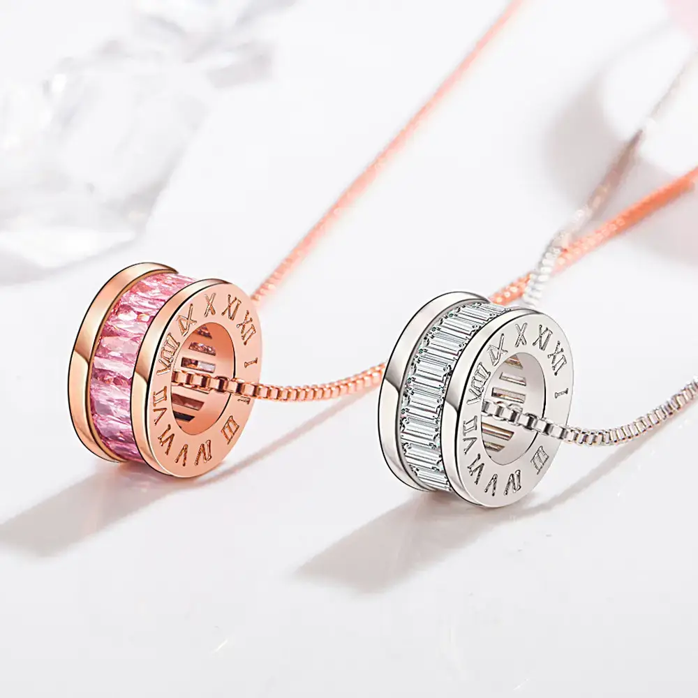 Women's Rose Gold Tide Transfer Necklace with Pink Lace Band - Image 4