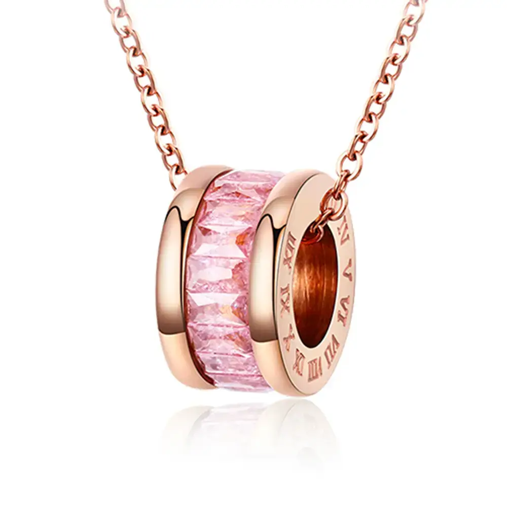 Women's Rose Gold Tide Transfer Necklace with Pink Lace Band - Image 7