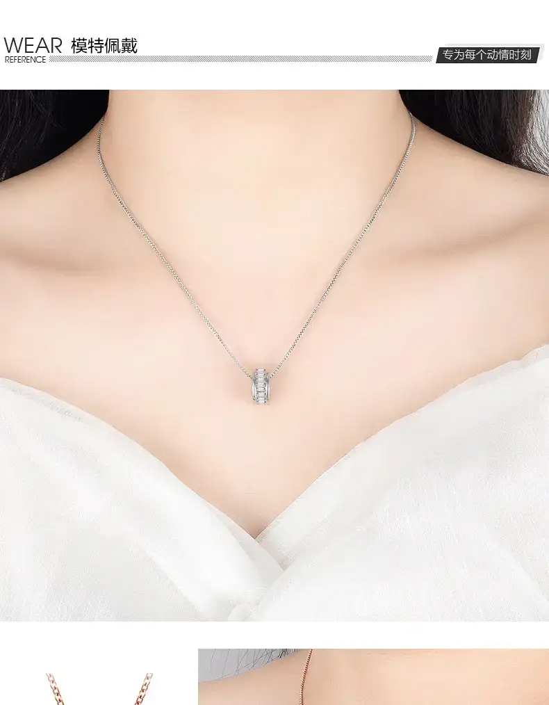Women's Rose Gold Tide Transfer Necklace with Pink Lace Band — feature 7