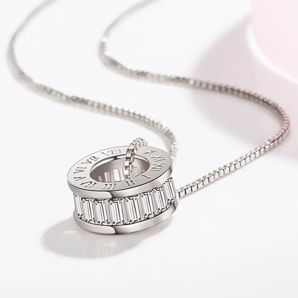Women's Rose Gold Tide Transfer Necklace with Pink Lace Band - Image 2