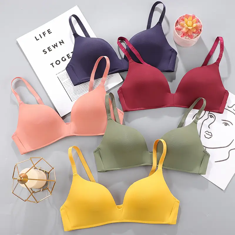 Women's Summer Thin Seamless Underwear, No Underwire, Breathable Push-Up Bra for Women, Student Underwear for Small Busts