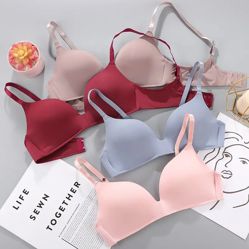 Women's Summer Thin Seamless Underwear, No Underwire, Breathable Push-Up Bra for Women, Student Underwear for Small Busts