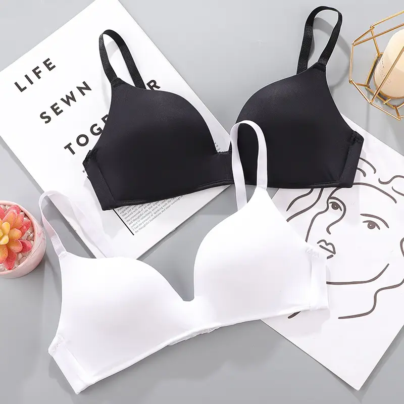 Women's Summer Thin Seamless Underwear, No Underwire, Breathable Push-Up Bra for Women, Student Underwear for Small Busts