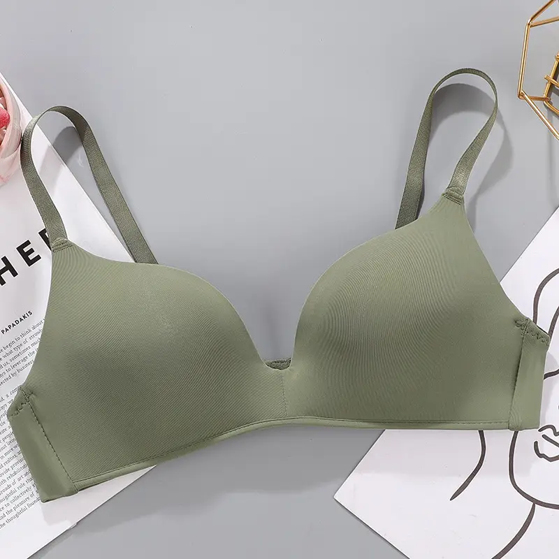 Women's Summer Thin Seamless Underwear, No Underwire, Breathable Push-Up Bra for Women, Student Underwear for Small Busts