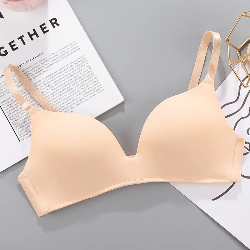 Women's Summer Thin Seamless Underwear, No Underwire, Breathable Push-Up Bra for Women, Student Underwear for Small Busts