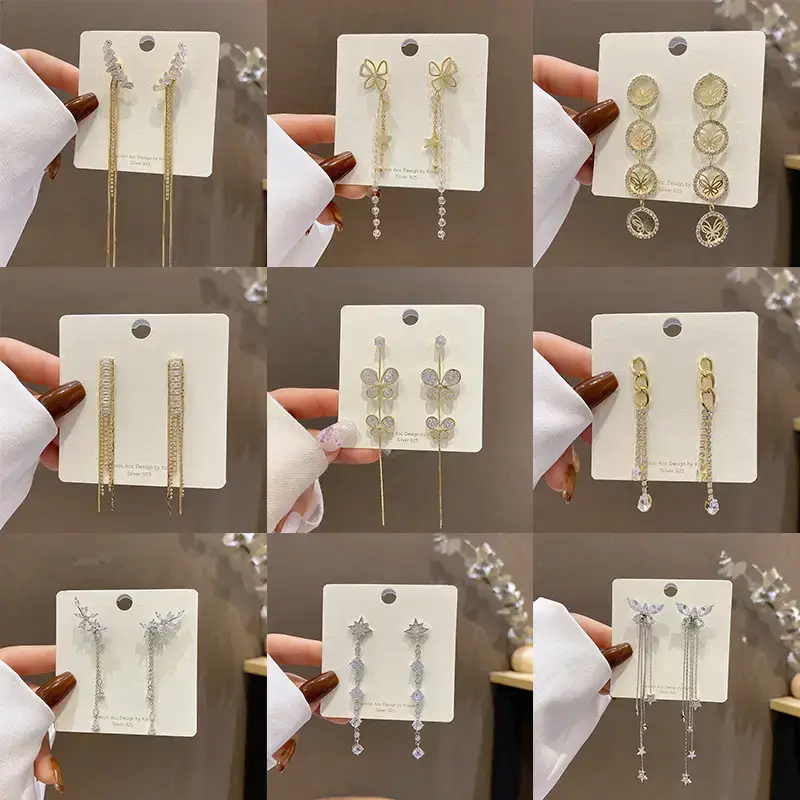 925 Silver Needle Tassel Earrings for Women