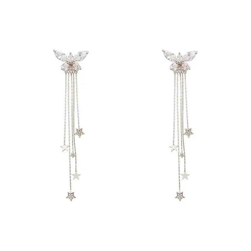 925 Silver Needle Tassel Earrings for Women