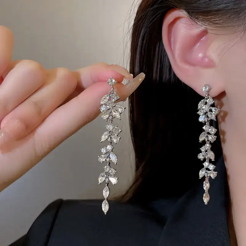 925 Silver Needle Tassel Earrings for Women