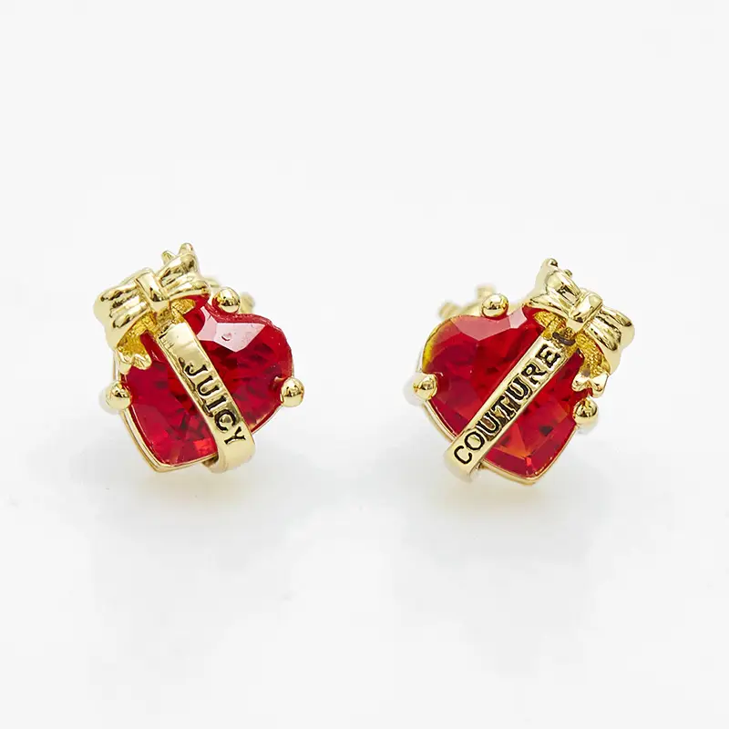Juicy Heart Bow Zircon Earrings Korean Style Candy Color - Image 6