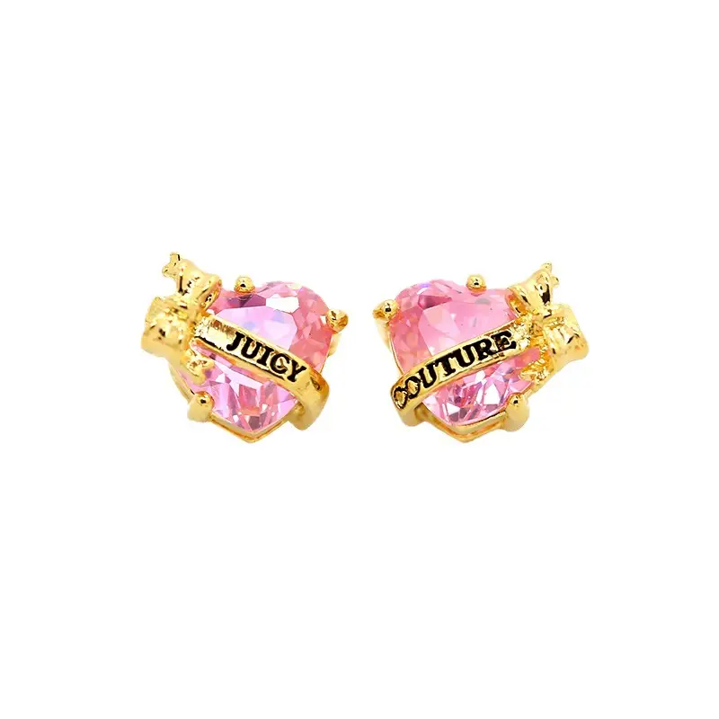 Juicy Heart Bow Zircon Earrings Korean Style Candy Color - Image 8