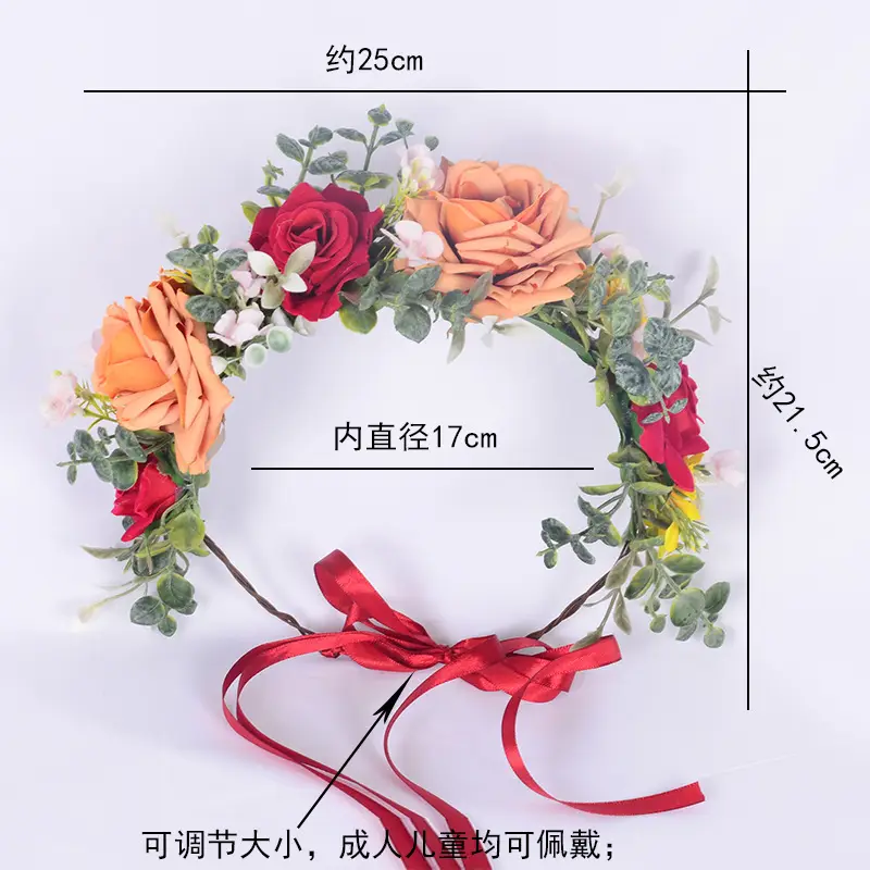 Rose Green Leaf Garland Bridal Headband - Image 4