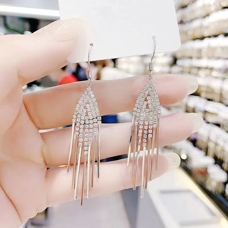 Full Diamond Tassel Earrings for Women 2024 - Image 3