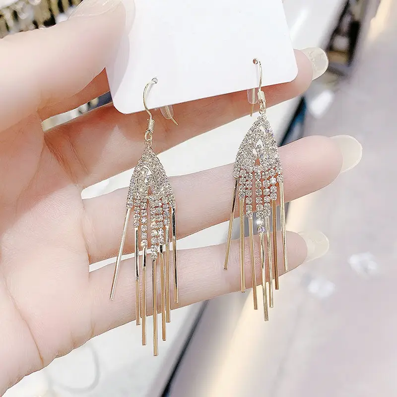 Full Diamond Tassel Earrings for Women 2024 - Image 4