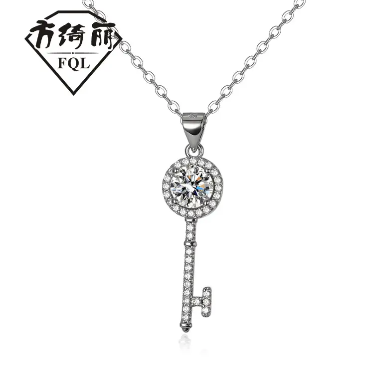 Moissanite Key Pendant Necklace for Women 1 Karat - Image 4