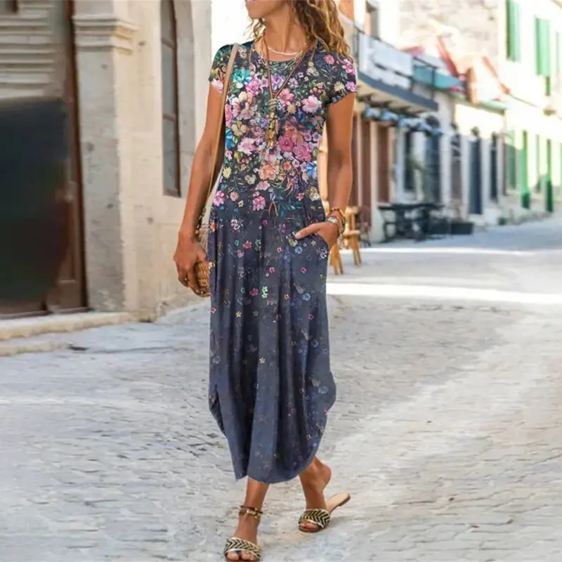 Women's Printed Long Sleeve Dress with Geometric Pattern - Image 7