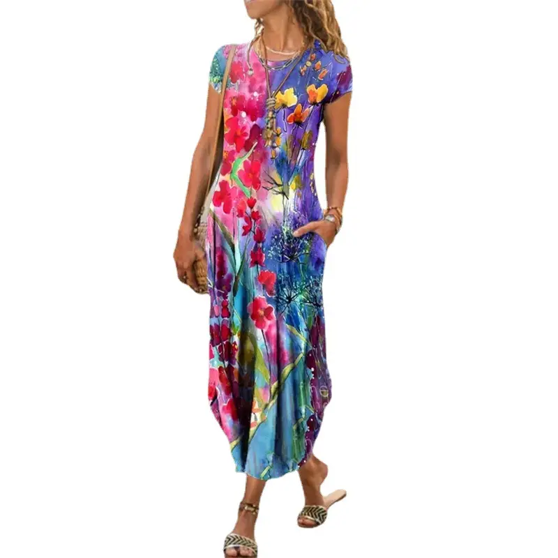 Women's Printed Long Sleeve Dress with Geometric Pattern - Image 13