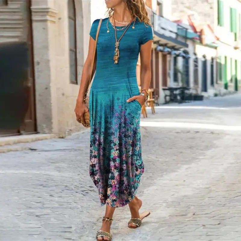 Women's Printed Long Sleeve Dress with Geometric Pattern - Image 4