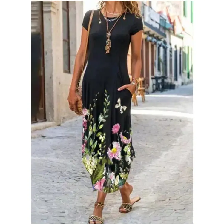 Women's Printed Long Sleeve Dress with Geometric Pattern - Image 6