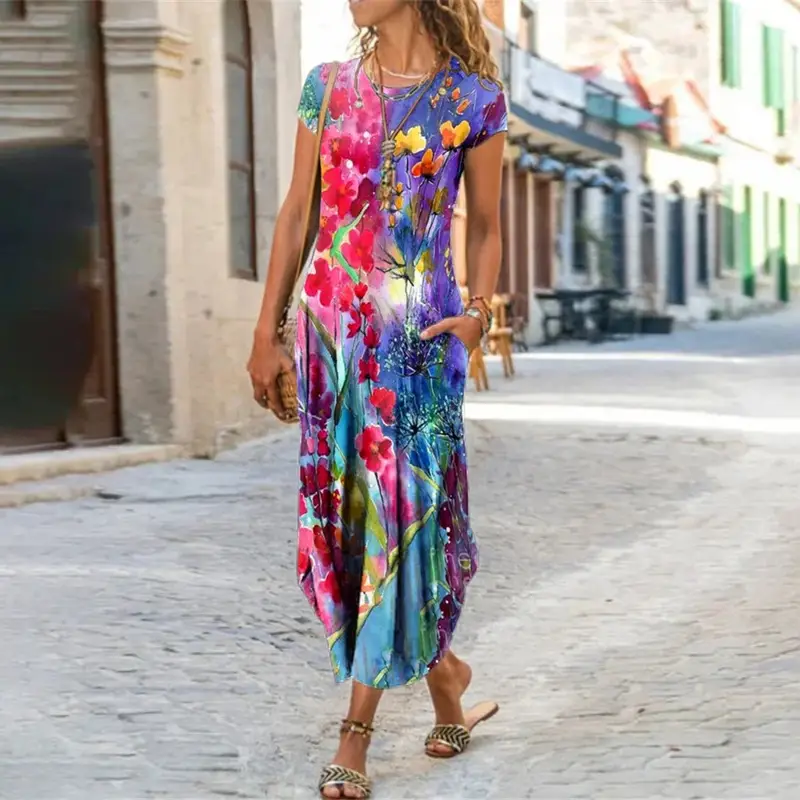 Women's Printed Long Sleeve Dress with Geometric Pattern - Image 8