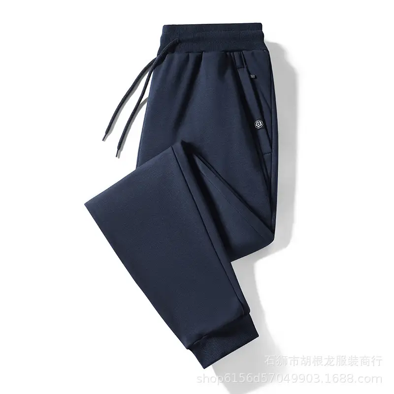 Men's Grey Straight Cut Cotton Pants Spring Autumn Plus Size - Image 10