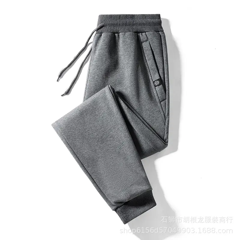 Men's Grey Straight Cut Cotton Pants Spring Autumn Plus Size - Image 11