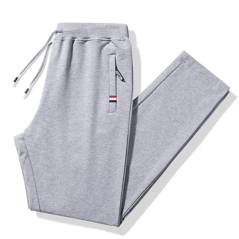 Men's Grey Straight Cut Cotton Pants Spring Autumn Plus Size - Image 2