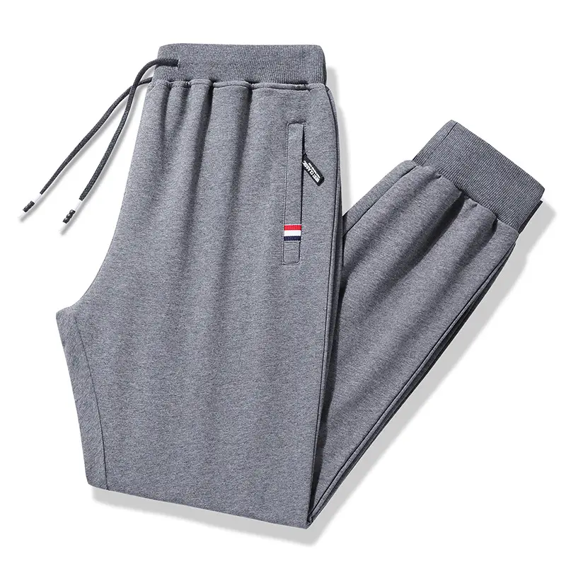 Men's Grey Straight Cut Cotton Pants Spring Autumn Plus Size - Image 3