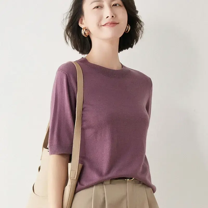 Women 5-Quarter Sleeve T-Shirt Olive Green Loose Fit - Image 12