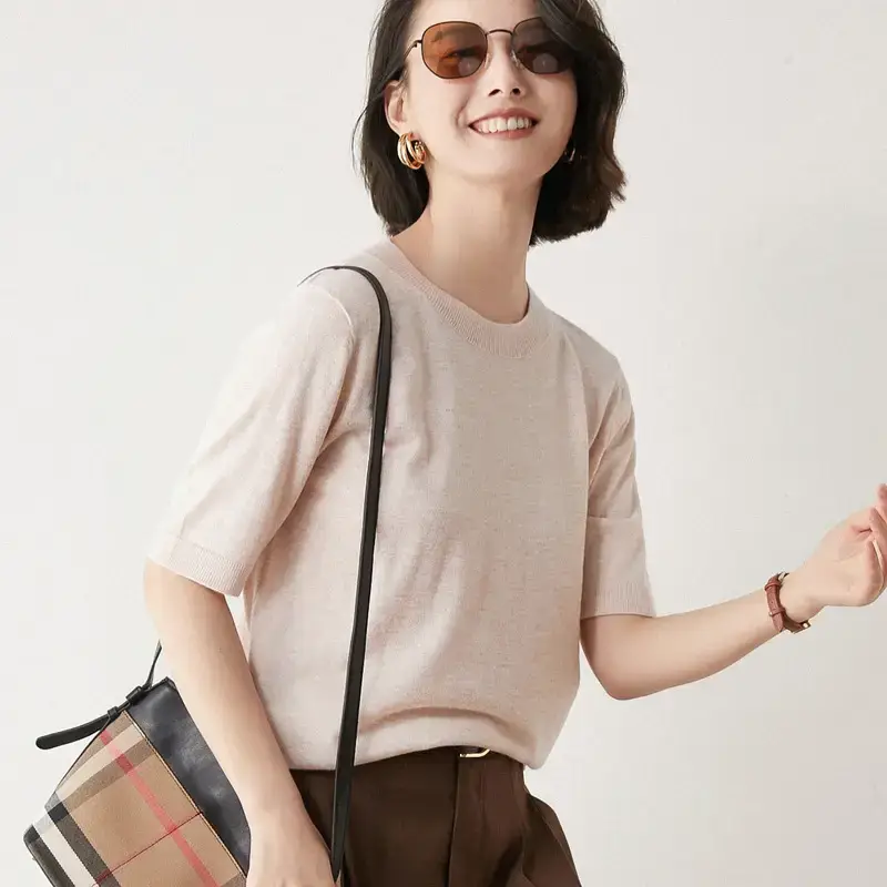 Women 5-Quarter Sleeve T-Shirt Olive Green Loose Fit - Image 14