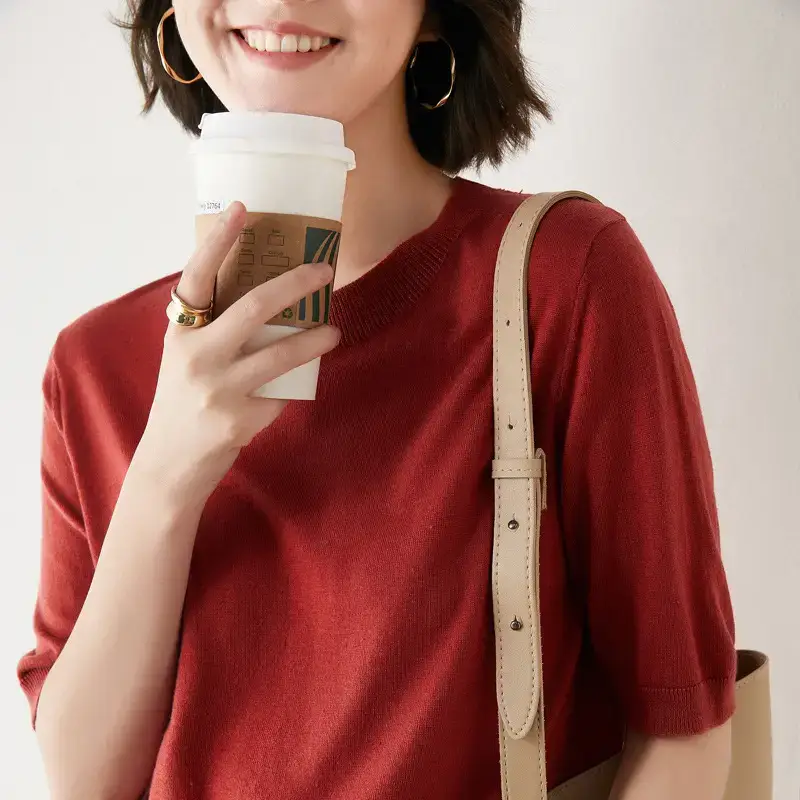 Women 5-Quarter Sleeve T-Shirt Olive Green Loose Fit - Image 10