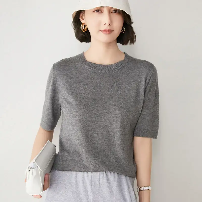 Women 5-Quarter Sleeve T-Shirt Olive Green Loose Fit - Image 3